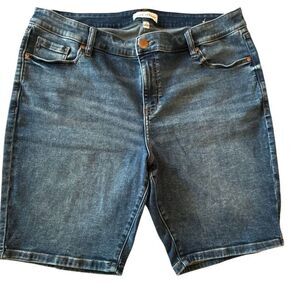Lane Bryant Flex Magic Waistband Signature Fit Mid-rise Denim Bermuda Blue Sz 20